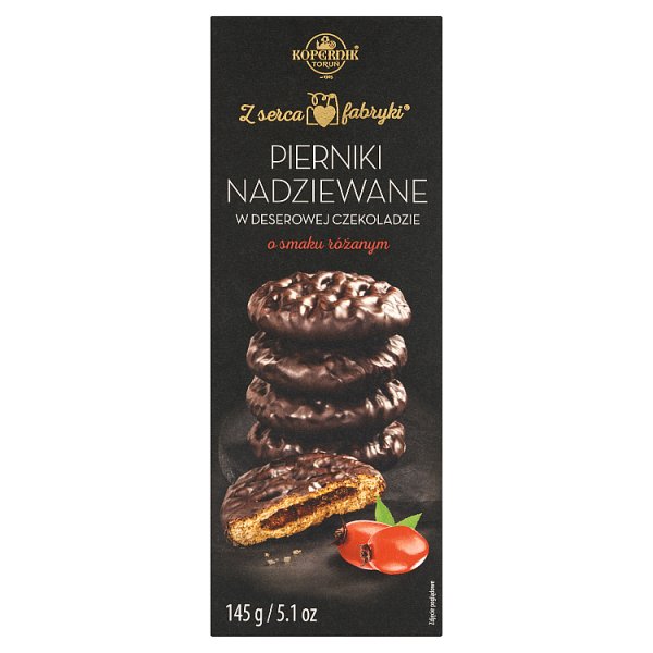Kopernik Z serca fabryki Pierniki nadziewane w deserowej czekoladzie o smaku różanym 145 g