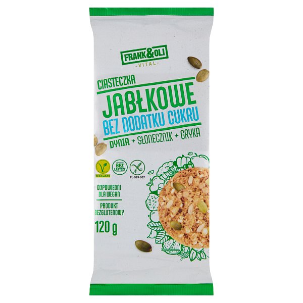 Frank&amp;Oli Ciasteczka jabłkowe bez dodatku cukru 120 g