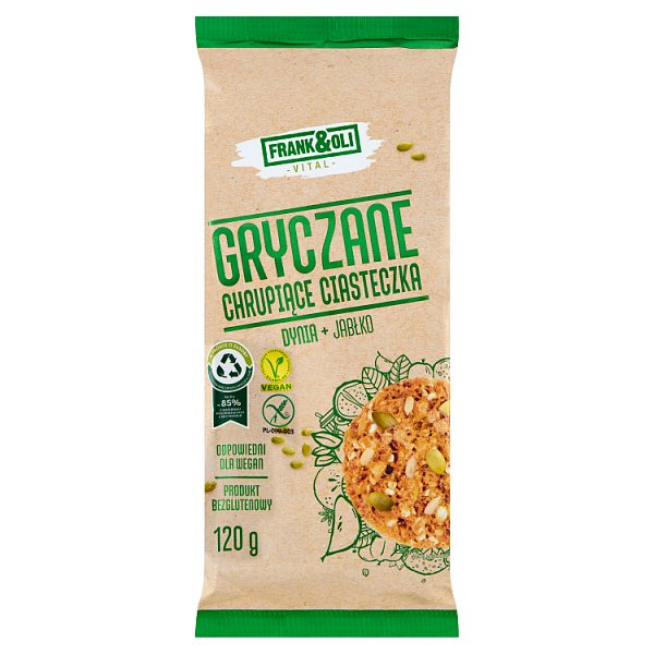 Frank&amp;Oli Gryczane chrupiące ciasteczka dynia + jabłko 120 g