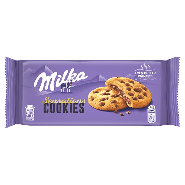 Milka Sensations Cookies ciasteczka kakaowe z miękkim środkiem i kawałkami czekolady - 156 g
