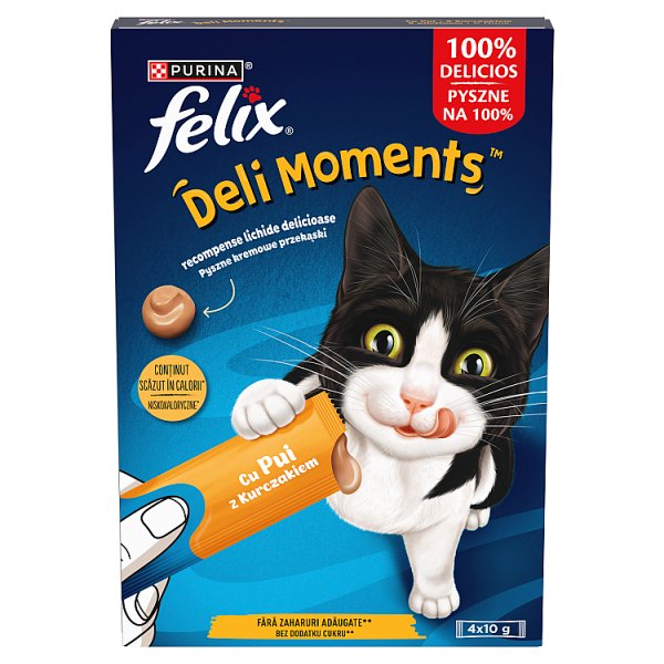 Felix Deli Moments Kremowe przekąski dla kotów z kurczakiem 4 x 10 g