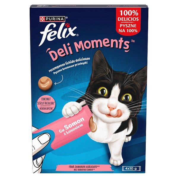 Felix Deli Moments Kremowe przekąski dla kotów z łososiem 4 x 10 g