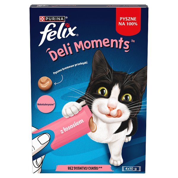 Felix Deli Moments Kremowe przekąski dla kotów z łososiem 4 x 10 g