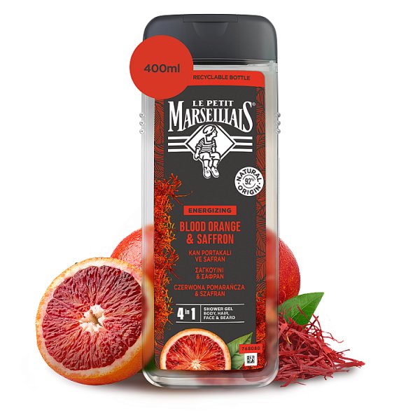 Le Petit Marseillais Żel pod prysznic dla mężczyzn czerwona pomarańcza &amp; szafran 400 ml