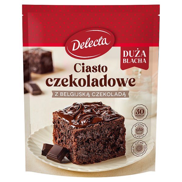 Delecta Duża Blacha Ciasto czekoladowe z belgijską czekoladą mieszanka do wypieku ciasta 670 g