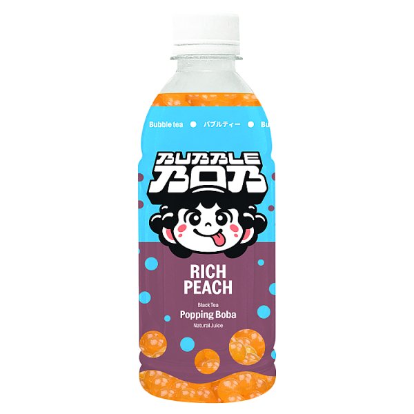 Bubble Bob Rich Peach Napój z czarną herbatą sokiem brzoskwiniowym i pękającymi kuleczkami 350 ml