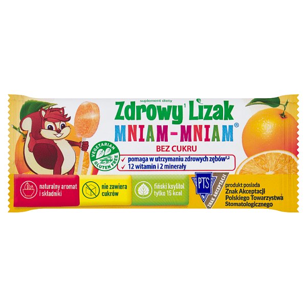 Zdrowy Lizak Mniam-Mniam Lizak bez cukru pomarańcza 6 g
