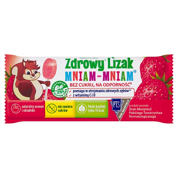 Zdrowy Lizak Mniam-Mniam Lizak bez cukru truskawka 6 g
