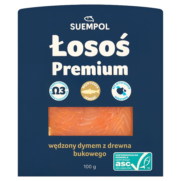 Suempol Łosoś premium wędzony dymem z drewna bukowego 100 g