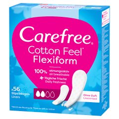 Carefree Cotton Feel Flexiform Wkładki higieniczne bezzapachowe 56 sztuk