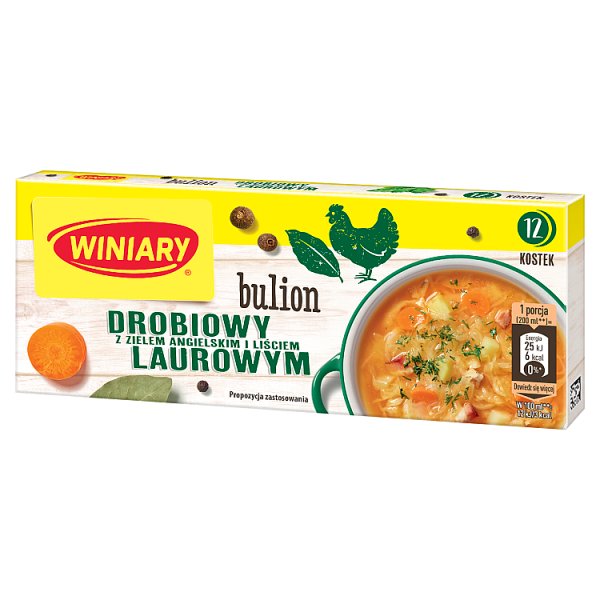 Winiary Bulion drobiowy z zielem angielskim i liściem laurowym 120 g (12 sztuk)