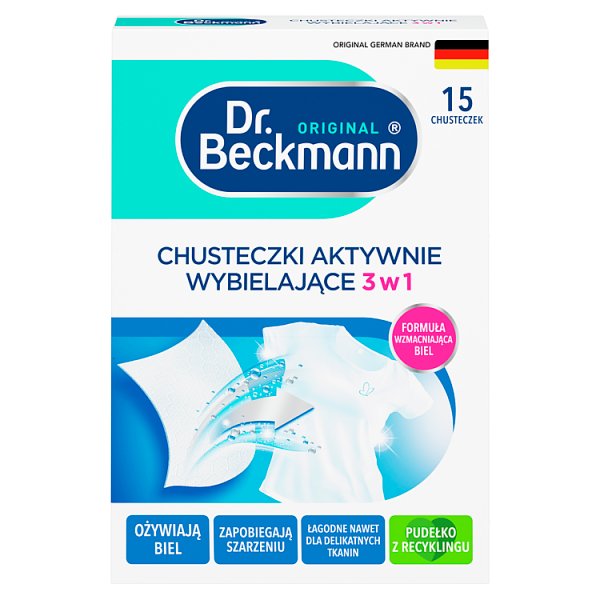 Dr. Beckmann Chusteczki aktywnie wybielające 3 w 1 15 sztuk