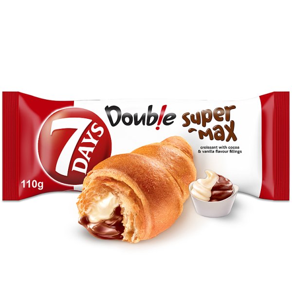 7Days Double Super Max rogalik z ciasta francuskiego z nadzieniem o smaku kakaowo-waniliowym - 110 g