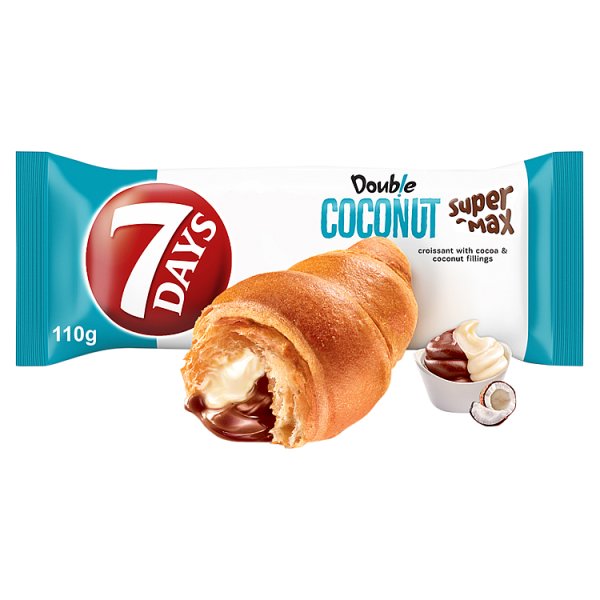 7Days Double Super Max rogalik z ciasta francuskiego z nadzieniem kakaowo kokosowym - 110 g