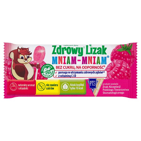 Zdrowy Lizak Mniam-Mniam Lizak bez cukru malina 6 g