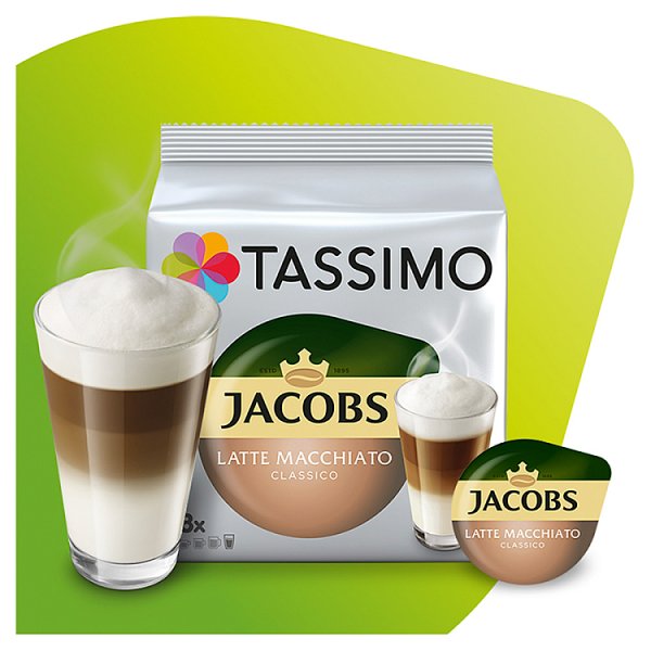 Tassimo Jacobs Latte Macchiato Classico Kawa mielona 8 kapsułek i mleko 8 kapsułek 264 g