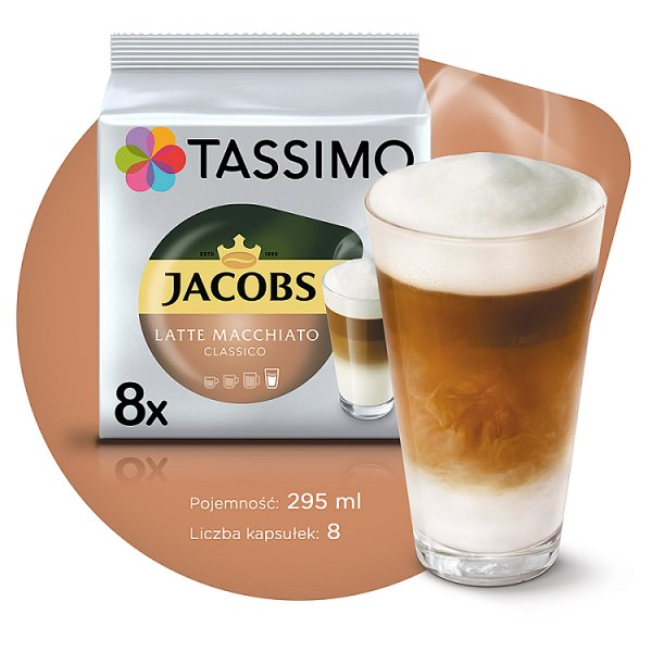 Tassimo Jacobs Latte Macchiato Classico Kawa mielona 8 kapsułek i mleko 8 kapsułek 264 g