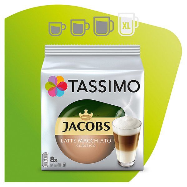 Tassimo Jacobs Latte Macchiato Classico Kawa mielona 8 kapsułek i mleko 8 kapsułek 264 g
