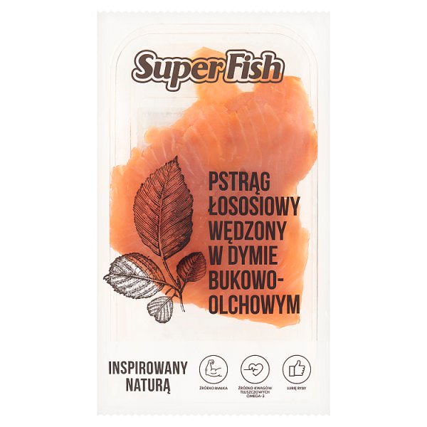 SuperFish Pstrąg łososiowy wędzony w dymi bukowo-olchowym plastry 100 g