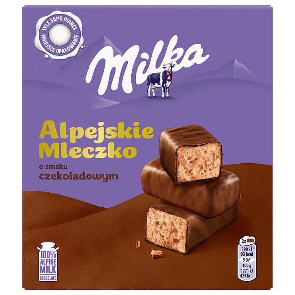 Milka Alpejskie Mleczko Mleczna  Z Czekoladowym Nadzieniem Kawałki Czekolady 330 g