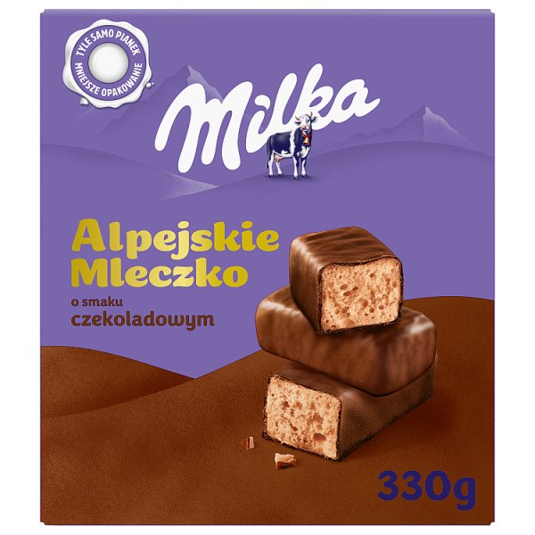 Milka Alpejskie Mleczko Mleczna  Z Czekoladowym Nadzieniem Kawałki Czekolady 330 g