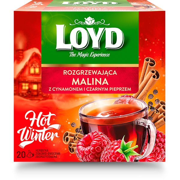 Loyd Hot Winter Herbatka ziołowo-owocowa malina z cynamonem i czarnym pieprzem 40 g (20 x 2 g)
