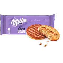 Milka Choco Grain, ciasteczka z płatkami owsianymi oraz mleczną czekoladą - 126 g