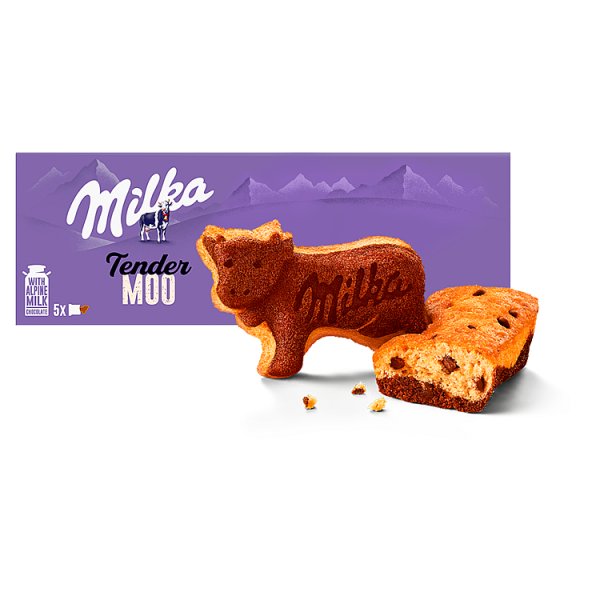 Milka Tender Moo, ciastko biszkoptowo – kakaowe z kawałkami mlecznej czekolady - 140 g