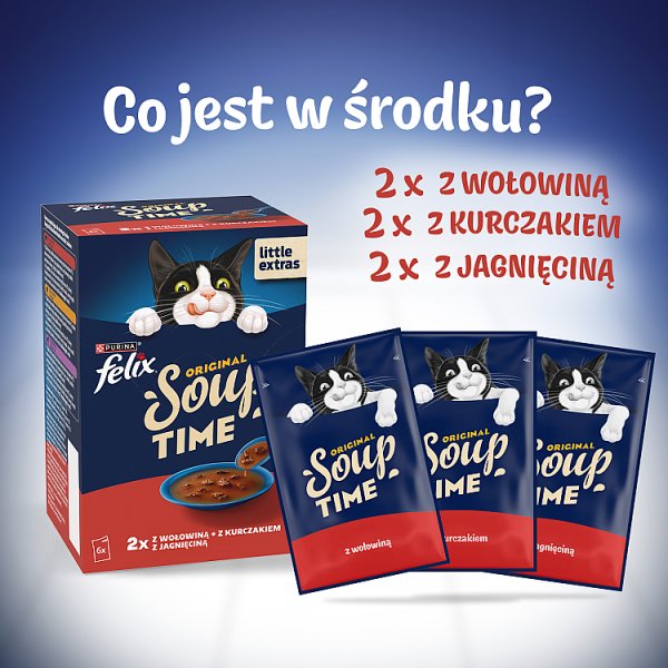Felix Soup Time Original Karma uzupełniająca dla dorosłych kotów 6 x 48 g