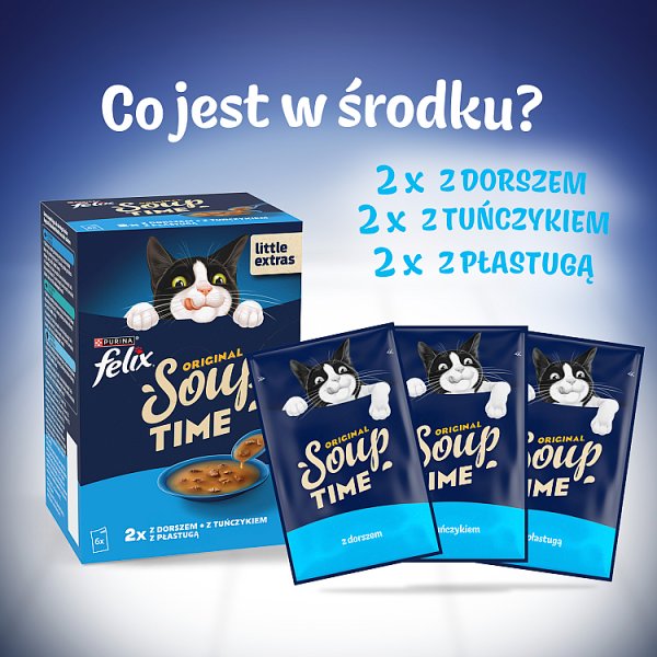 Felix Original Soup Time Karma uzupełniająca dla dorosłych kotów 6 x 48 g