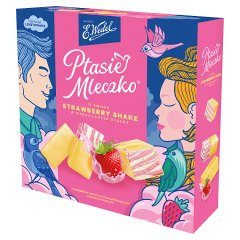 E. Wedel Ptasie mleczko o smaku Strawberry shake w czekoladzie białej 340 g