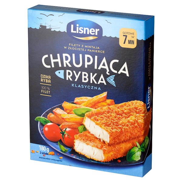 Lisner Chrupiąca Rybka Filety z mintaja w złocistej panierce klasyczna 180 g (2 sztuki)