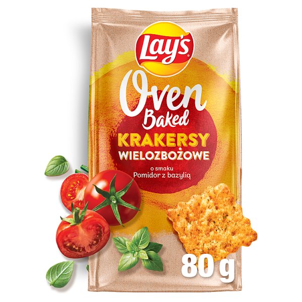 Lay's Oven Baked Krakersy wielozbożowe o smaku pomidor z bazylią 80 g