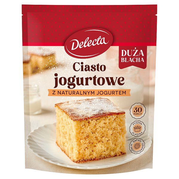 Delecta Duża Blacha Ciasto jogurtowe z naturalnym jogurtem mieszanka do wypieku ciasta 640 g