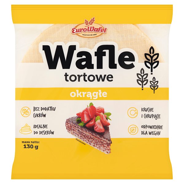 Eurowafel Wafle tortowe okrągłe 130 g