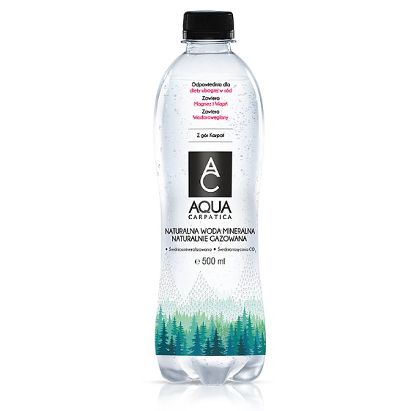 Woda gaz Aqua carpatica mineralna 500ml doliczana jest kaucja 50 gr 