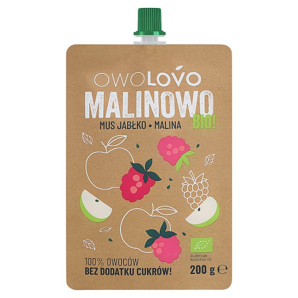 Owolovo Bio! Malinowo Mus jabłko malina 200 g