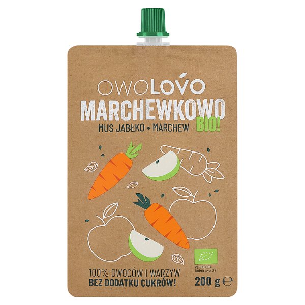 Owolovo Bio! Marchewkowo Mus jabłko marchew 200 g