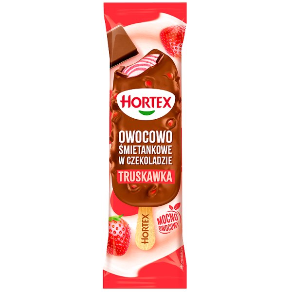 Hortex Lody owocowo śmietankowe w czekoladzie truskawka 120 ml