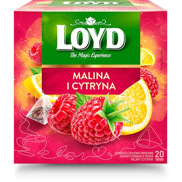 Loyd Herbatka ziołowo-owocowa aromatyzowana malina i cytryna 40 g (20 x 2 g)