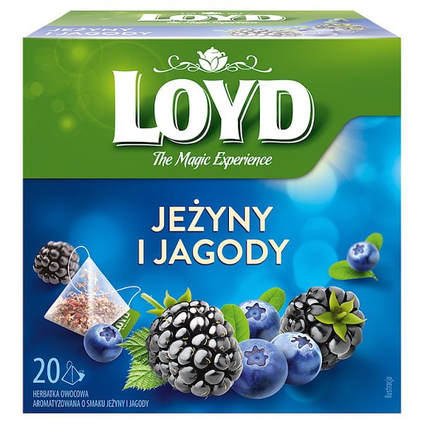 Loyd Herbatka owocowa aromatyzowana jeżyny i jagody 40 g (20 x 2 g)