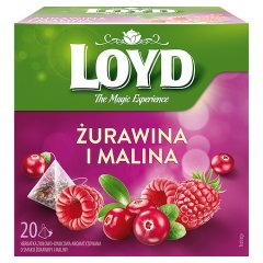 Loyd Herbatka ziołowo-owocowa aromatyzowana żurawina i malina 40 g (20 x 2 g)