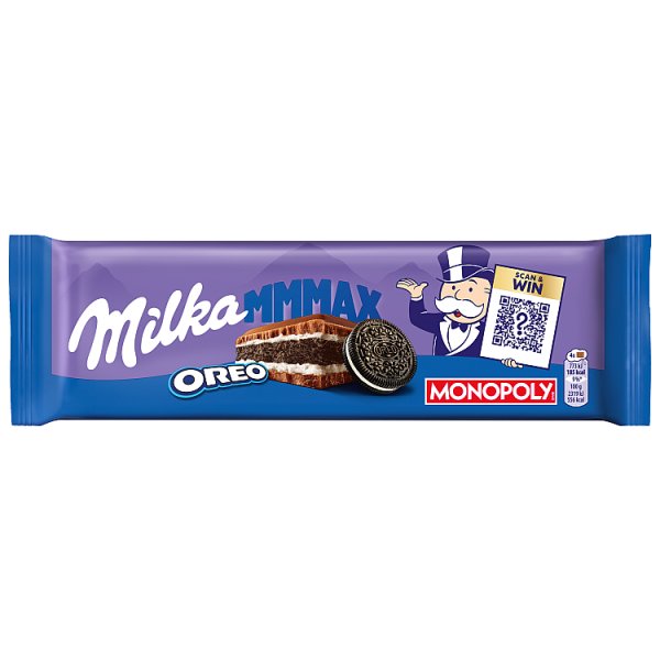 Milka Mmmax Oreo Herbatniki kakaowe i nadzienie mleczne o smaku waniliowym 300 g