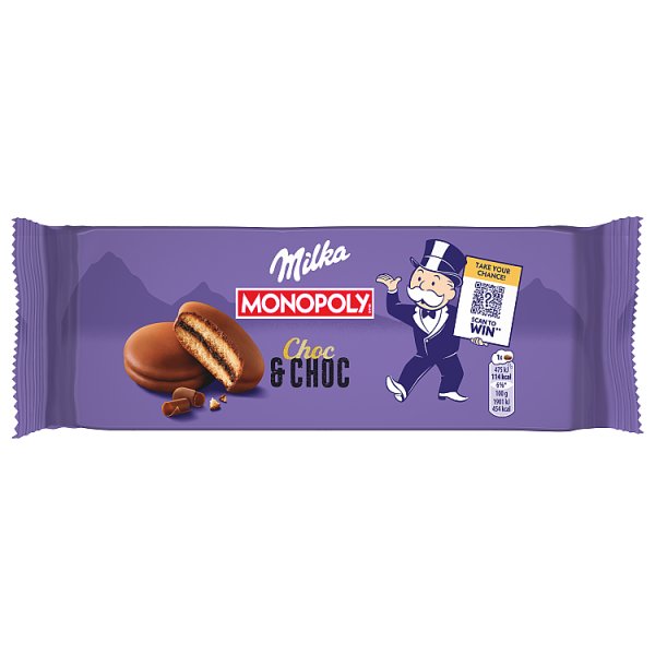 Milka Choc &amp; Choc Ciastka biszkoptowe przekładane nadzieniem kakaowym oblane czekoladą mleczną 150 g