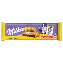 Milka Mmmax Czekolada mleczna z herbatnikiem i nadzieniem kakaowym 300 g