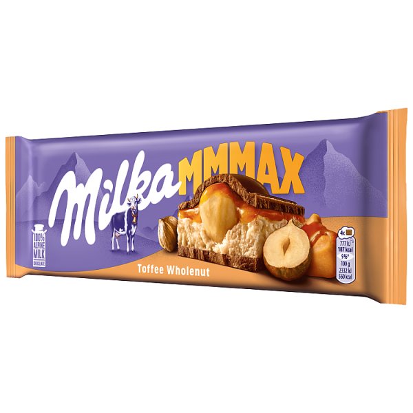 Milka Mmmax Czekolada mleczna z nadzieniem karmelowym i całymi orzechami laskowymi 300 g