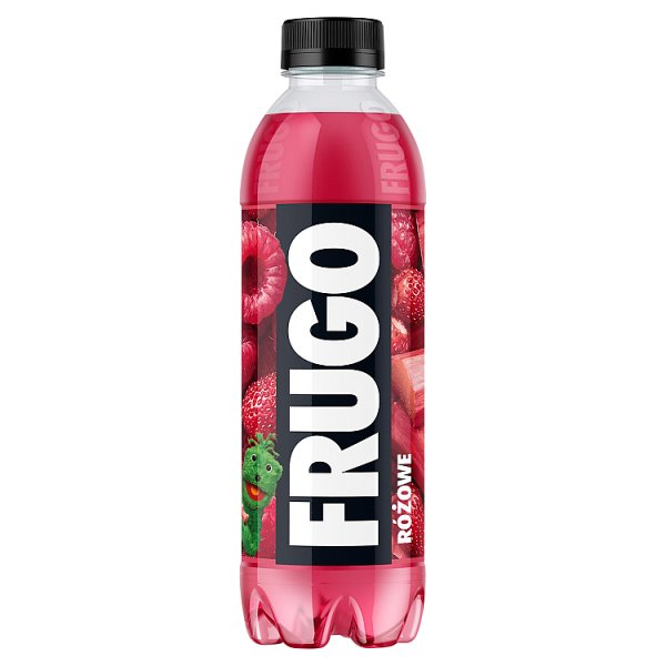 Frugo Różowe Napój wieloowocowy niegazowany o smaku maliny poziomki i rabarbaru 500 ml