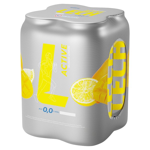 Lech Active Piwo bezalkoholowe o smaku mango i cytryny 2 l (4 x 0,5 l)