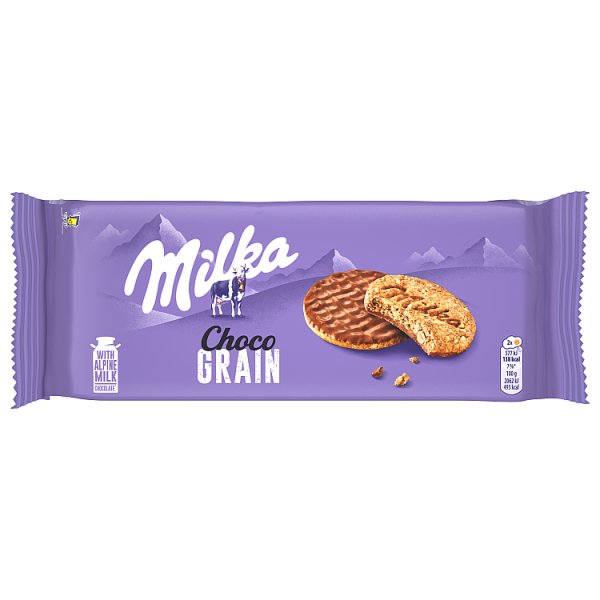 Milka Choco Grain, ciasteczka z płatkami owsianymi oraz mleczną czekoladą - 126 g
