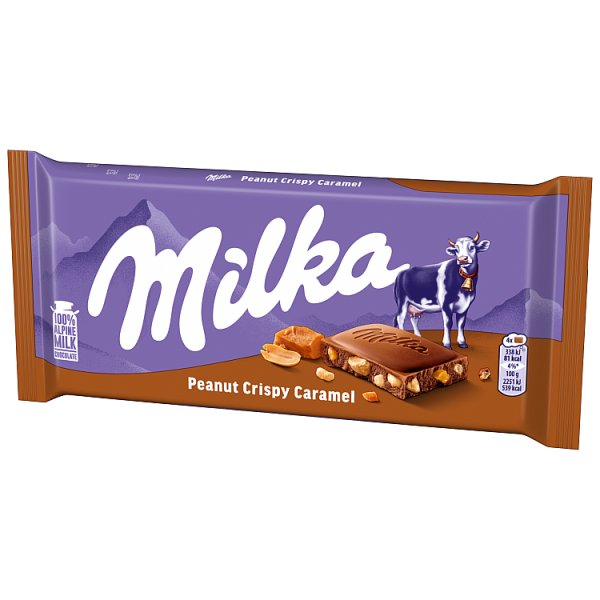 Milka Czekolada mleczna z orzeszkami ziemnymi kawałkami karmelu i chrupkami zbożowymi 90 g